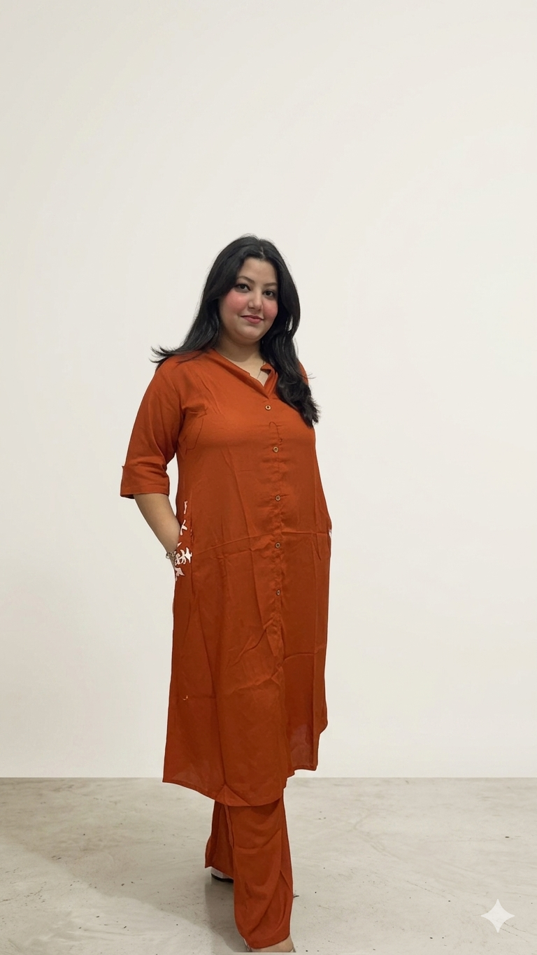Rustic Co-Ord Set With Embroidered Pockets - Image 2
