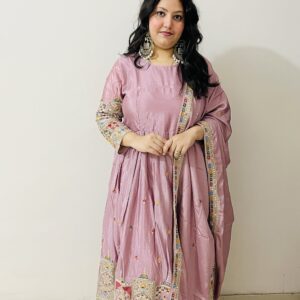 Embroidered Silk Anarkali Suit with Dupatta