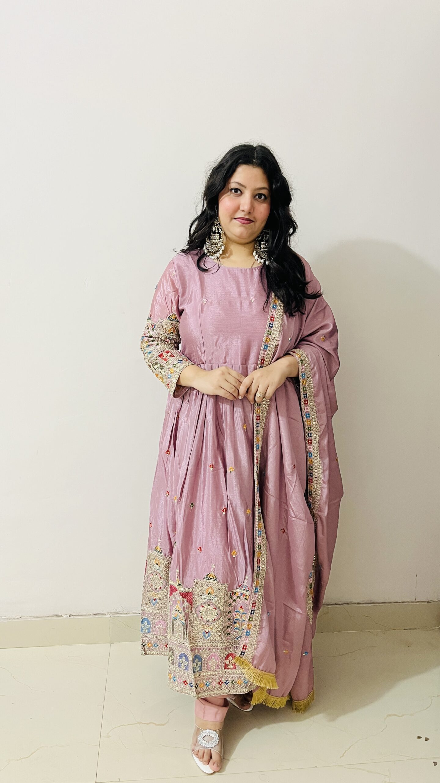 Embroidered Silk Anarkali Suit with Dupatta